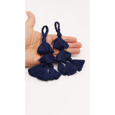 Navy Blue Tassels, Cotton Tassels, Bohemian